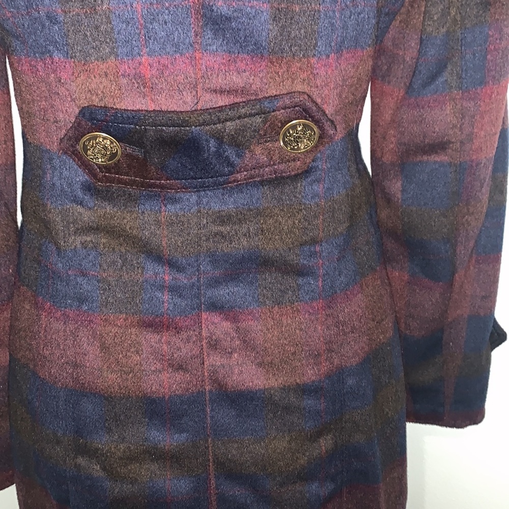 COOGI  vintage Women’s Plaid Wool Blend Coat Outerwear Long Jacket - Picture 7 of 11